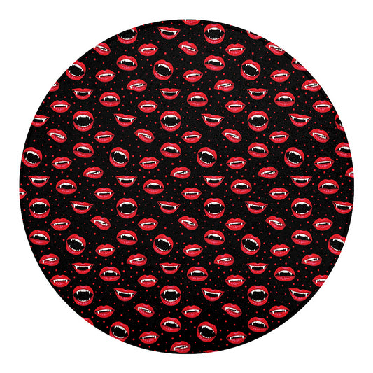 Red Halloween Vampire Lips Pattern Print Round Blanket