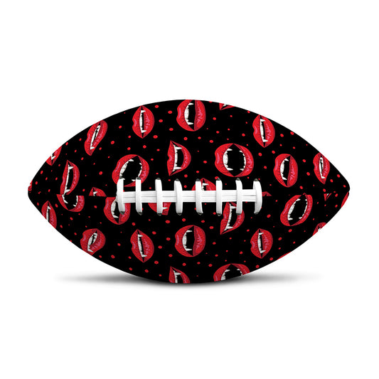 Red Halloween Vampire Lips Pattern Print Rugby Ball