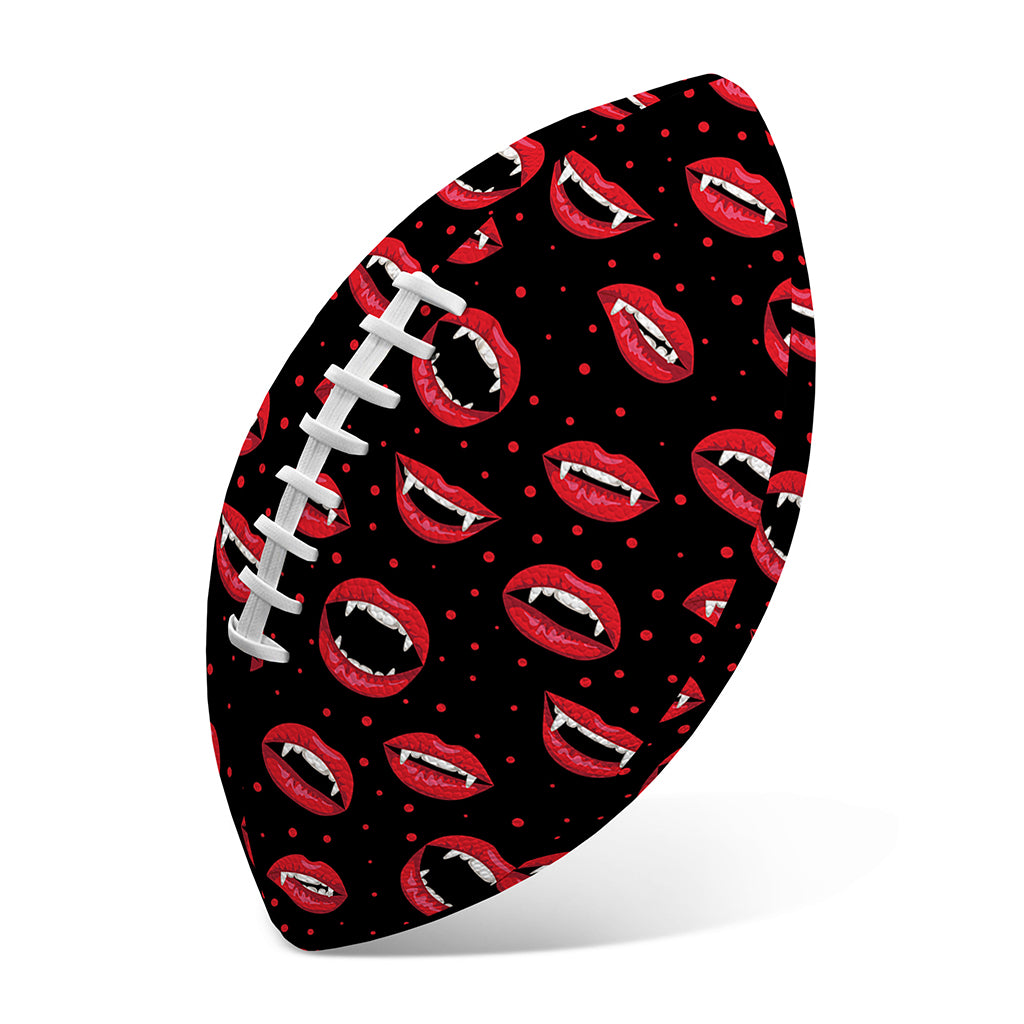 Red Halloween Vampire Lips Pattern Print Rugby Ball