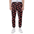 Red Halloween Vampire Lips Pattern Print Joggers