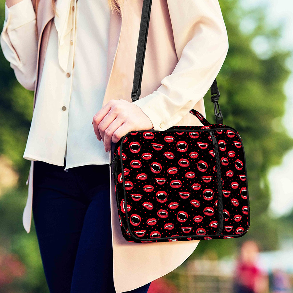Red Halloween Vampire Lips Pattern Print Shoulder Strap Bible Bag