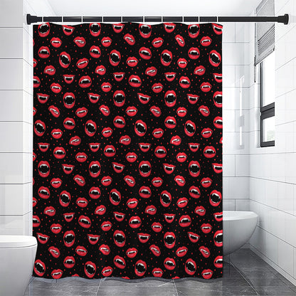 Red Halloween Vampire Lips Pattern Print Shower Curtain