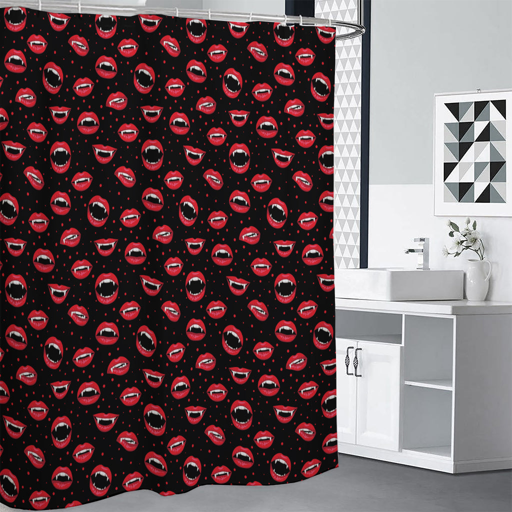 Red Halloween Vampire Lips Pattern Print Shower Curtain