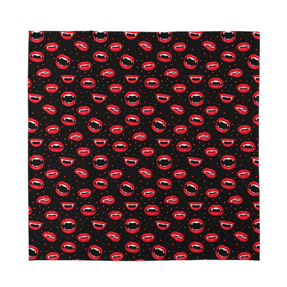 Red Halloween Vampire Lips Pattern Print Silk Bandana