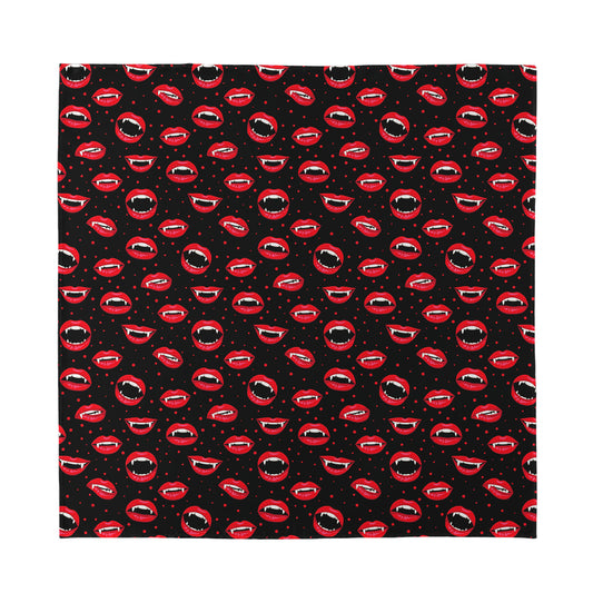 Red Halloween Vampire Lips Pattern Print Silk Bandana