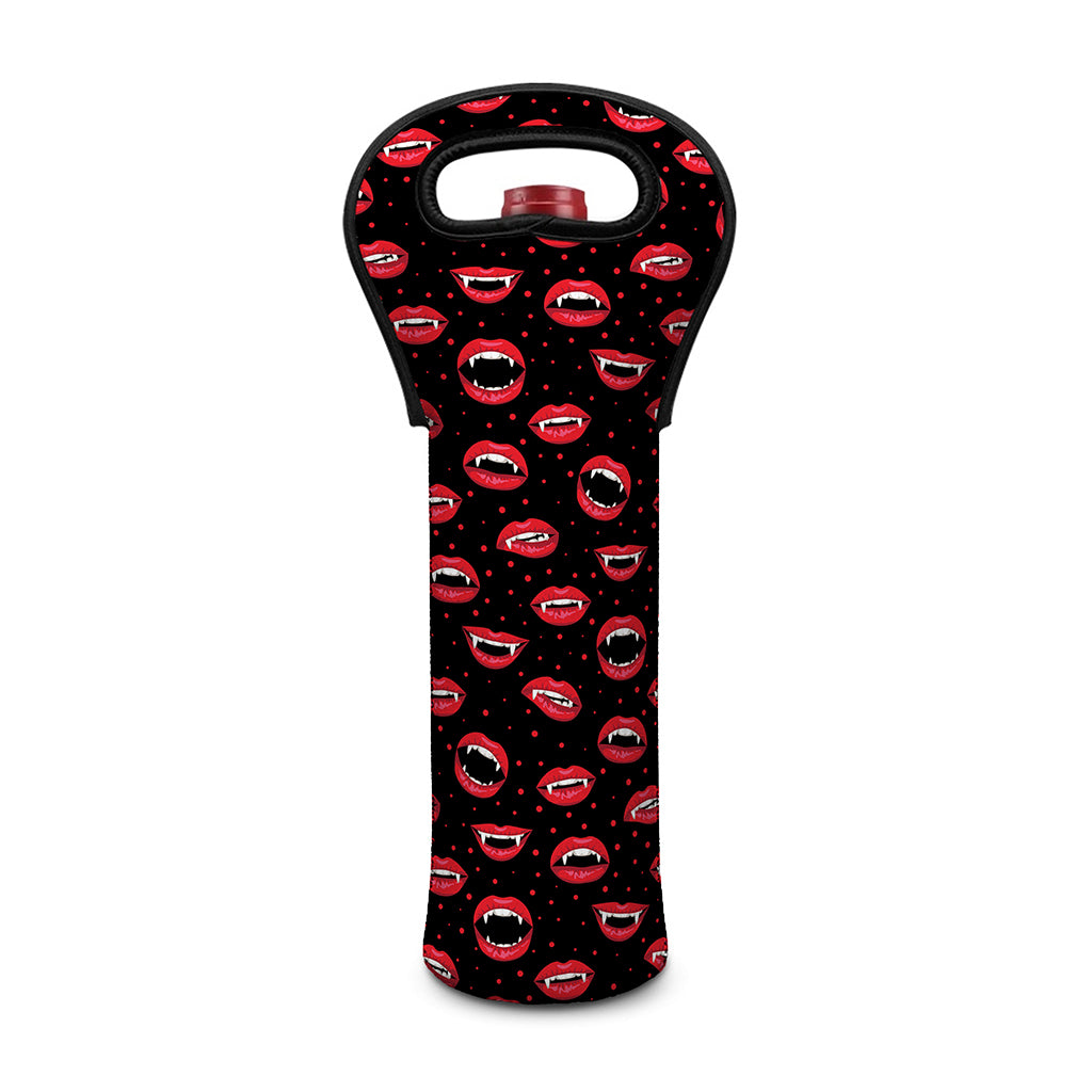 Red Halloween Vampire Lips Pattern Print Single Neoprene Wine Tote