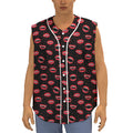 Red Halloween Vampire Lips Pattern Print Sleeveless Baseball Jersey