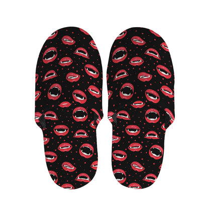 Red Halloween Vampire Lips Pattern Print Slippers