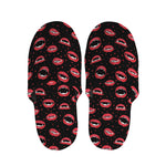 Red Halloween Vampire Lips Pattern Print Slippers