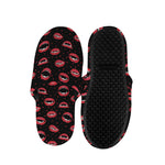 Red Halloween Vampire Lips Pattern Print Slippers