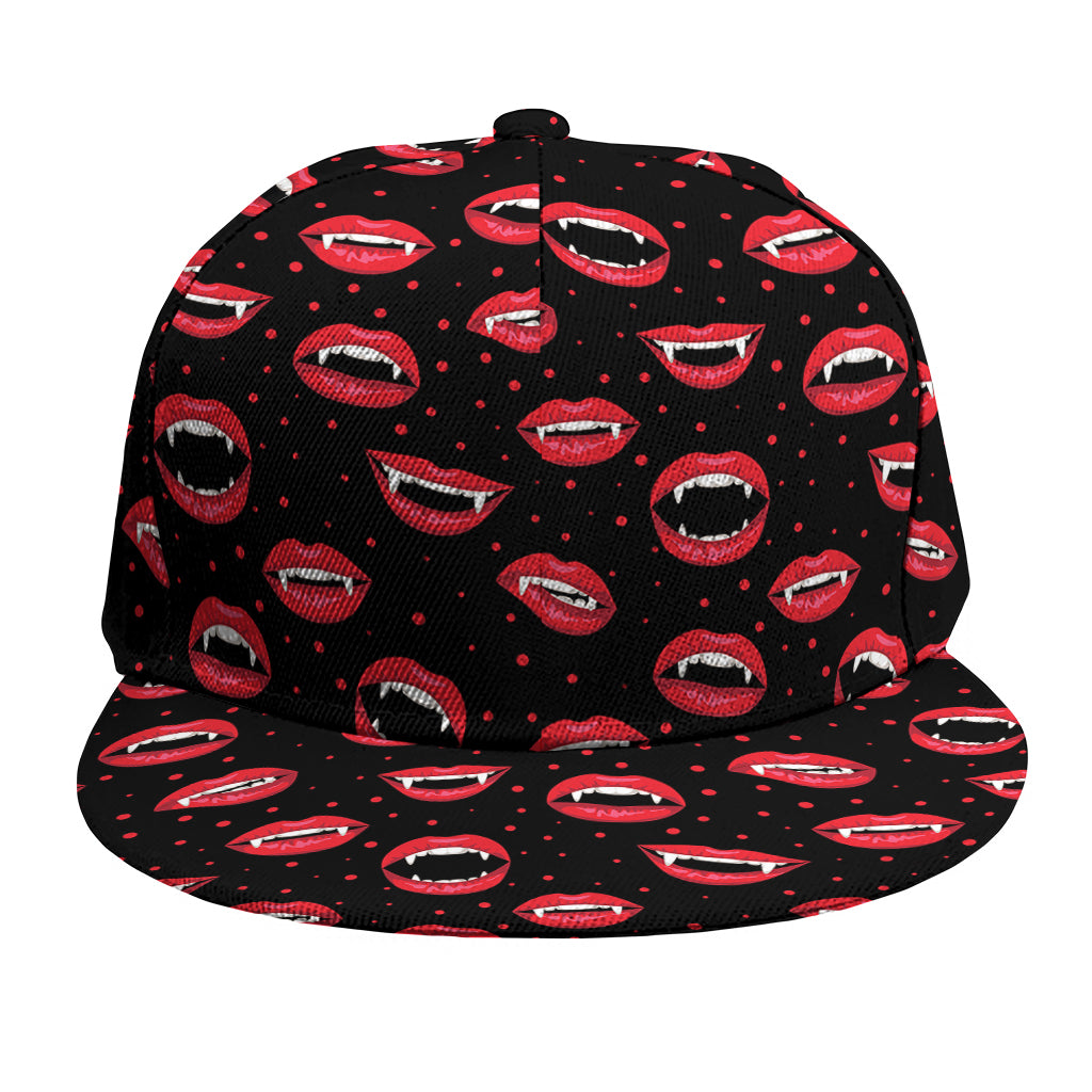 Red Halloween Vampire Lips Pattern Print Snapback Cap