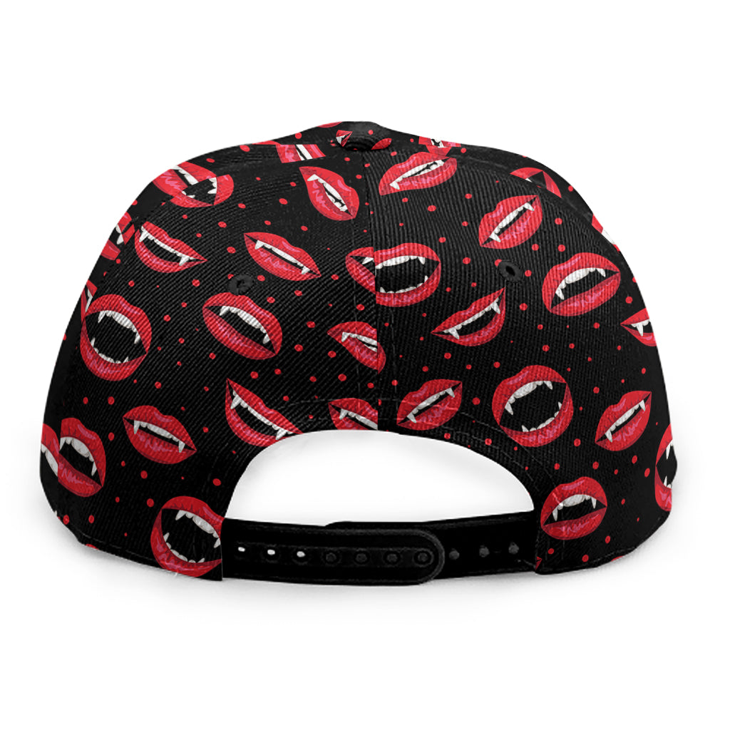 Red Halloween Vampire Lips Pattern Print Snapback Cap