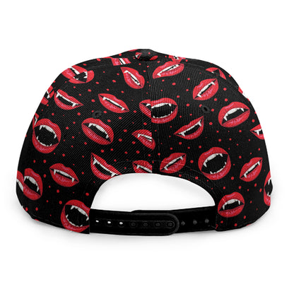 Red Halloween Vampire Lips Pattern Print Snapback Cap
