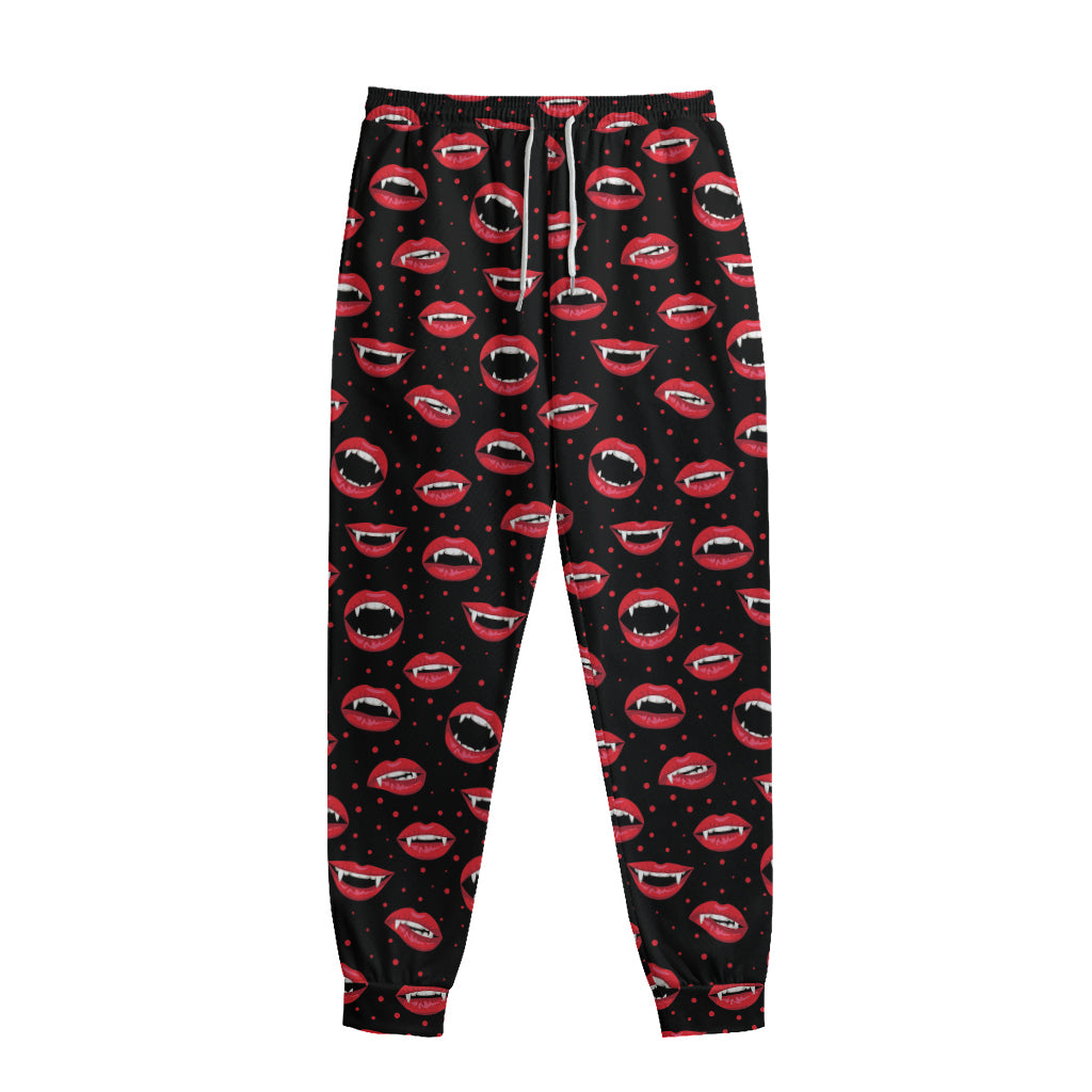 Red Halloween Vampire Lips Pattern Print Sweatpants