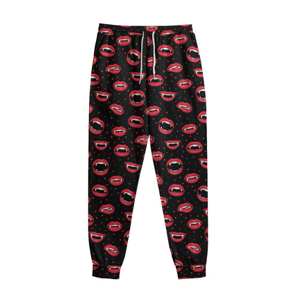 Red Halloween Vampire Lips Pattern Print Sweatpants