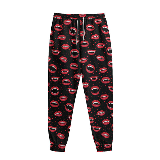 Red Halloween Vampire Lips Pattern Print Sweatpants