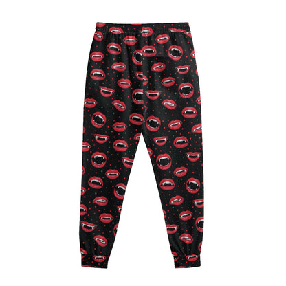 Red Halloween Vampire Lips Pattern Print Sweatpants
