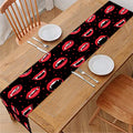 Red Halloween Vampire Lips Pattern Print Table Runner
