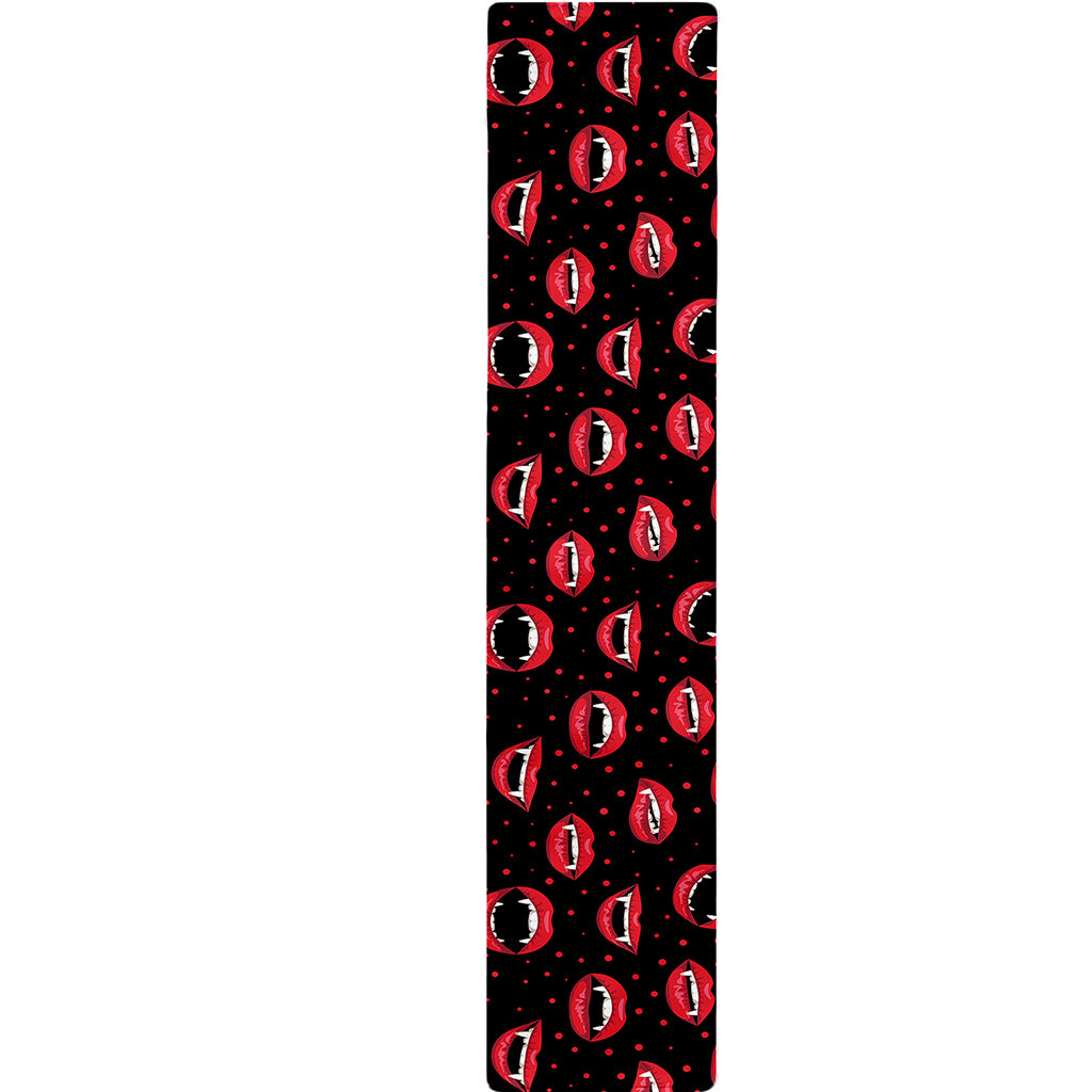 Red Halloween Vampire Lips Pattern Print Table Runner