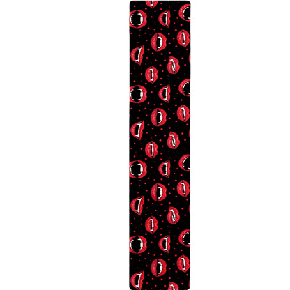 Red Halloween Vampire Lips Pattern Print Table Runner