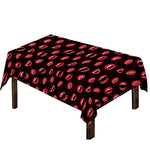 Red Halloween Vampire Lips Pattern Print Tablecloth