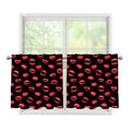 Red Halloween Vampire Lips Pattern Print Tier Curtains
