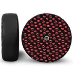 Red Halloween Vampire Lips Pattern Print Tire Cover With Camera Hole
