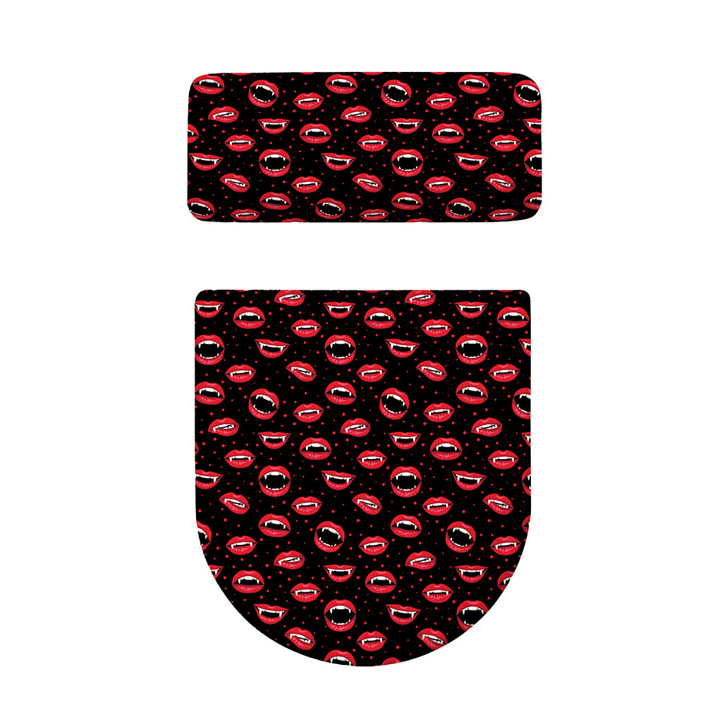Red Halloween Vampire Lips Pattern Print Toilet Lid And Tank Cover Set