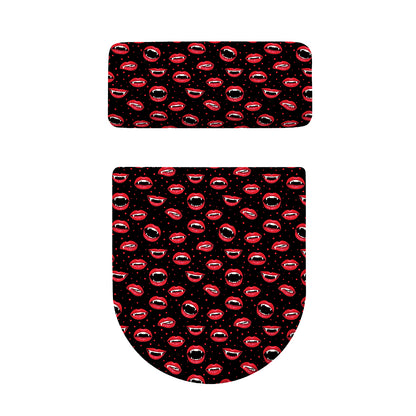 Red Halloween Vampire Lips Pattern Print Toilet Lid And Tank Cover Set