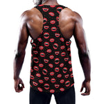 Red Halloween Vampire Lips Pattern Print Training Tank Top