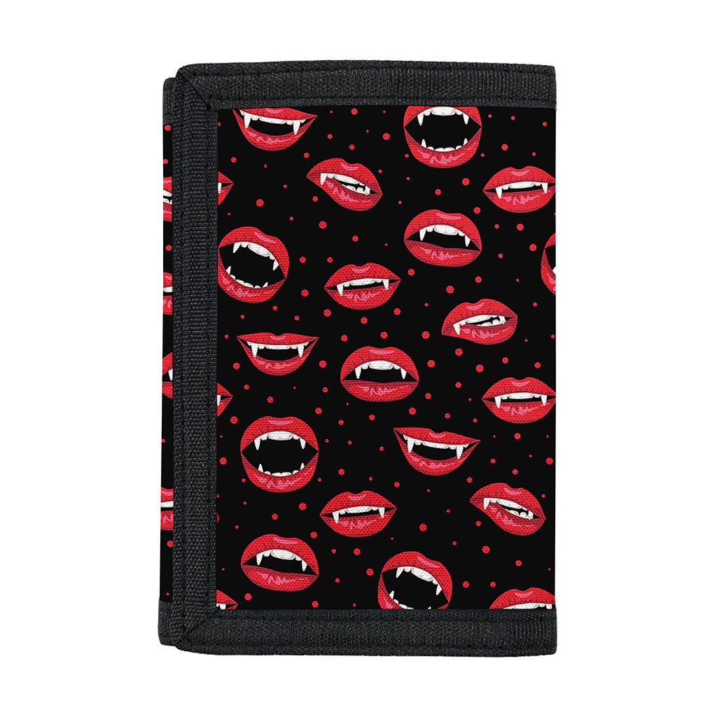 Red Halloween Vampire Lips Pattern Print Trifold Wallet