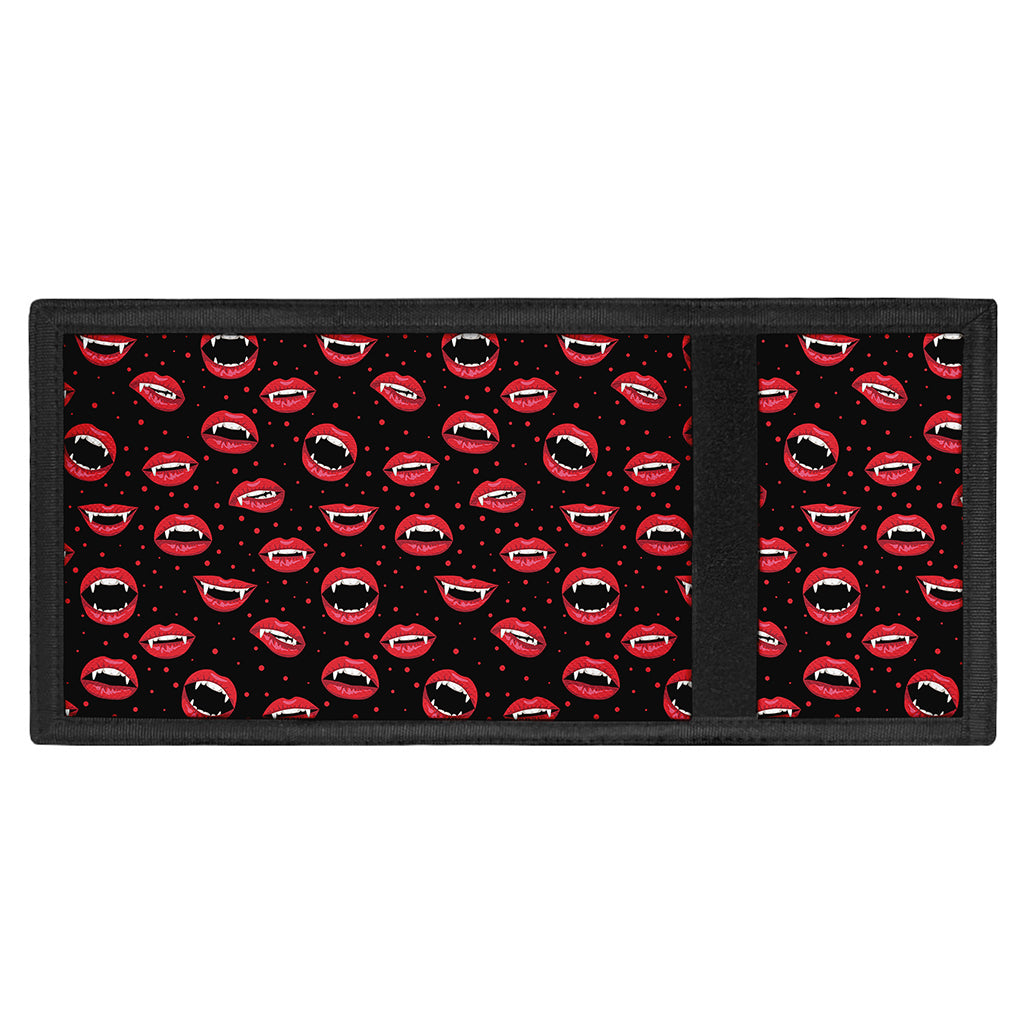Red Halloween Vampire Lips Pattern Print Trifold Wallet