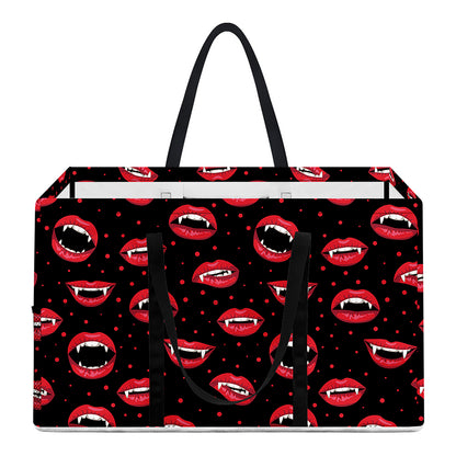 Red Halloween Vampire Lips Pattern Print Utility Tote Bag