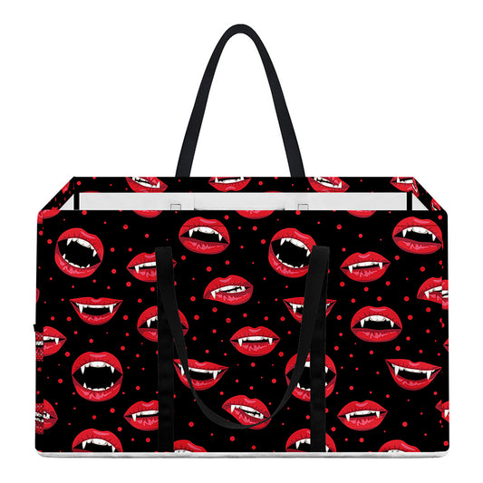 Red Halloween Vampire Lips Pattern Print Utility Tote Bag