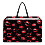 Red Halloween Vampire Lips Pattern Print Utility Tote Bag