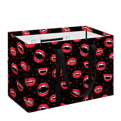 Red Halloween Vampire Lips Pattern Print Utility Tote Bag