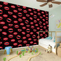 Red Halloween Vampire Lips Pattern Print Wall Sticker