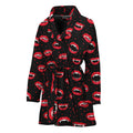 Red Halloween Vampire Lips Pattern Print Women's Bathrobe