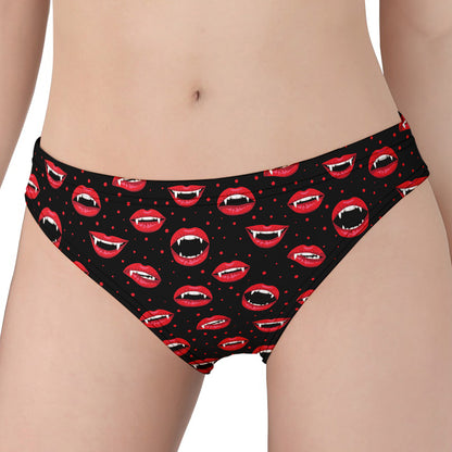 Red Halloween Vampire Lips Pattern Print Women's Panties