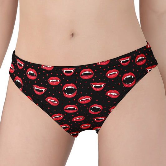 Red Halloween Vampire Lips Pattern Print Women's Panties