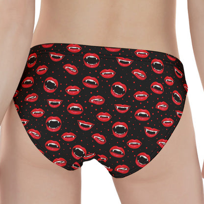 Red Halloween Vampire Lips Pattern Print Women's Panties