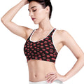 Red Halloween Vampire Lips Pattern Print Women's Sports Bra