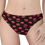 Red Halloween Vampire Lips Pattern Print Women's Thong