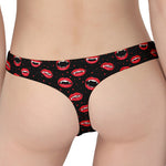 Red Halloween Vampire Lips Pattern Print Women's Thong