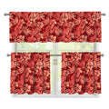 Red Hawaiian Tropical Pattern Print 3 Piece Kitchen Curtains