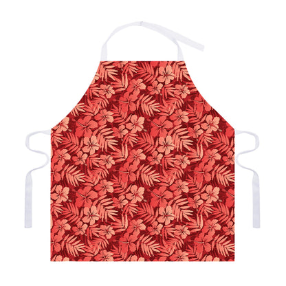 Red Hawaiian Tropical Pattern Print Adjustable Apron
