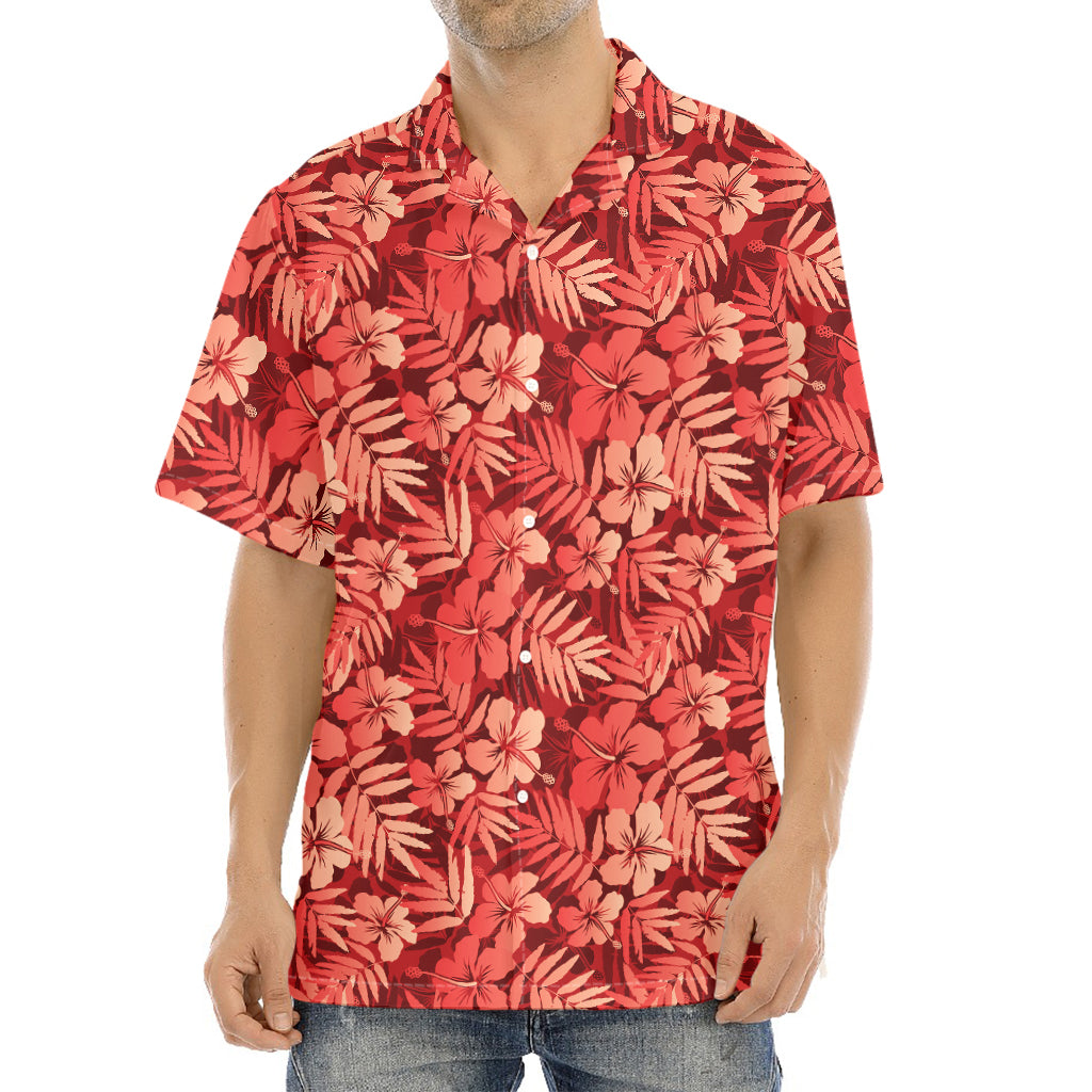 Red Hawaiian Tropical Pattern Print Aloha Shirt