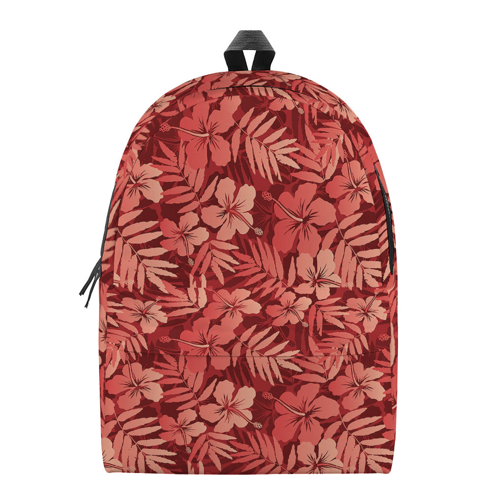 Red Hawaiian Tropical Pattern Print Backpack