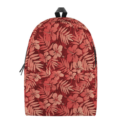 Red Hawaiian Tropical Pattern Print Backpack