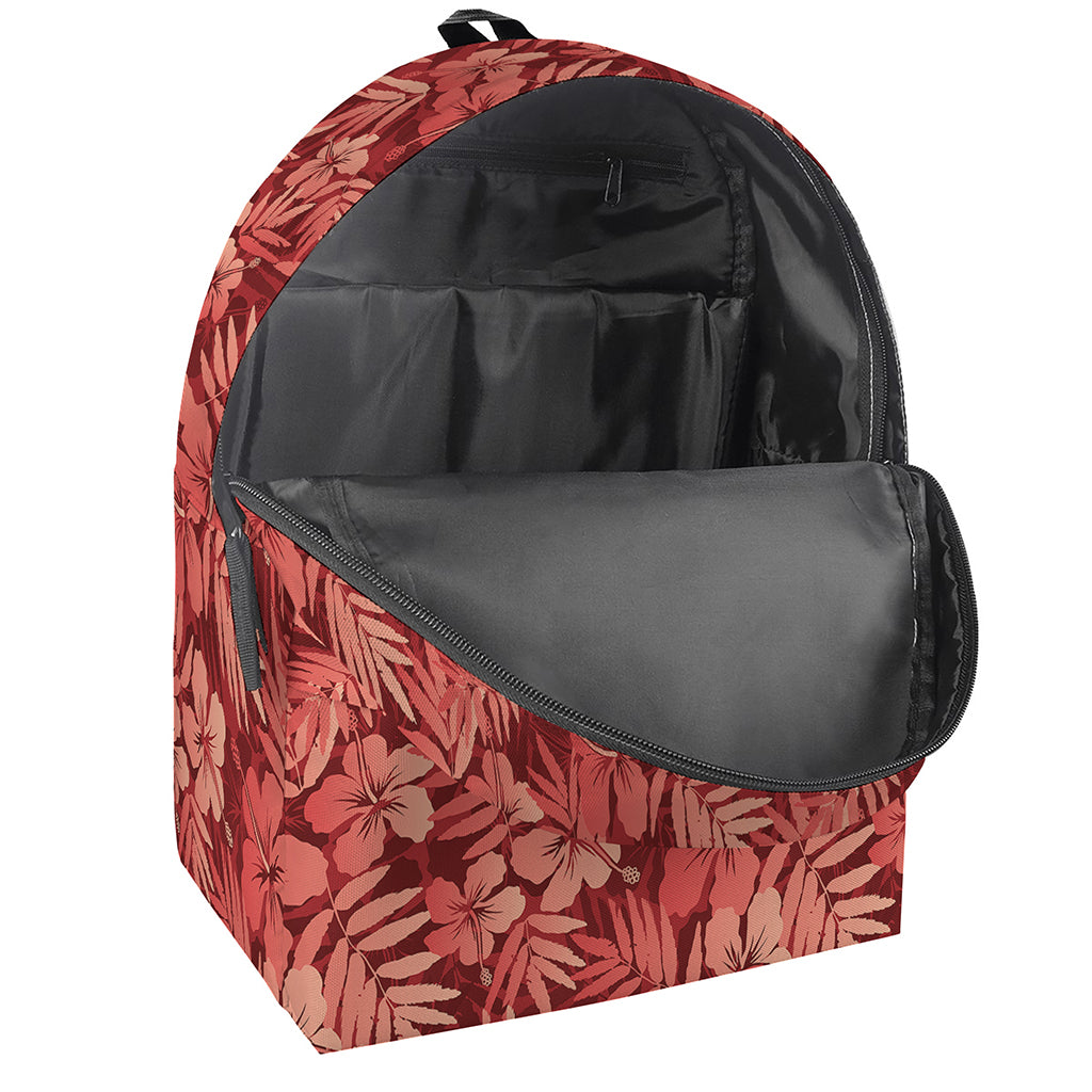 Red Hawaiian Tropical Pattern Print Backpack